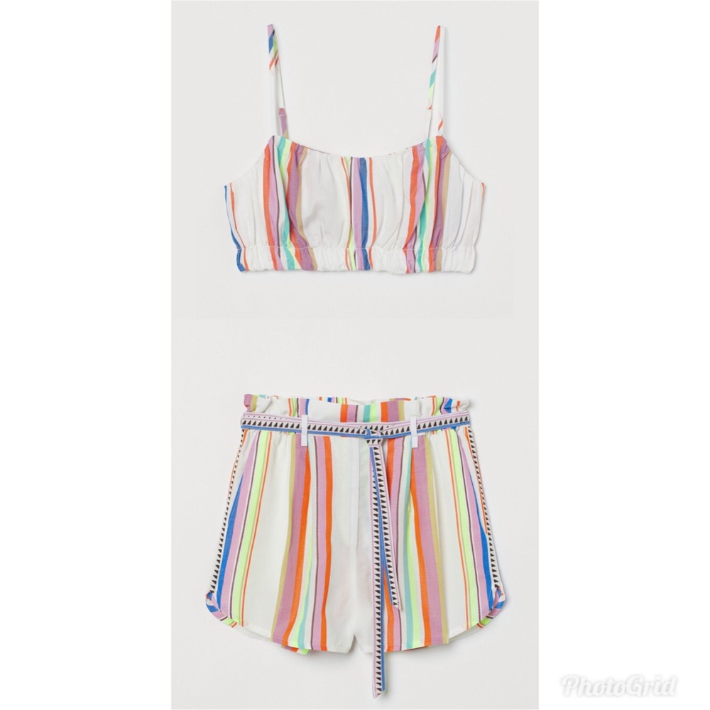 HM x Lemlem Cropped Top & Shorts Set Medium NWT